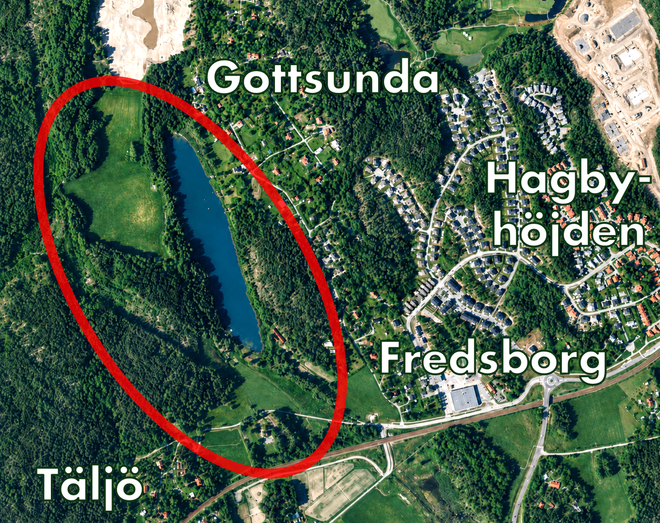 Karta över det aktuella området vid Täljö och Gottsunda